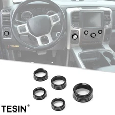 Center Control Headlight/Audio Switch Knob Ring for Dodge RAM 1500 2013-17 Black