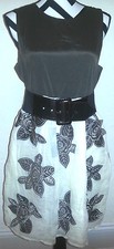 Alice + Olivia Sleeveless Brown Flowers Dress w/ Belt Size L