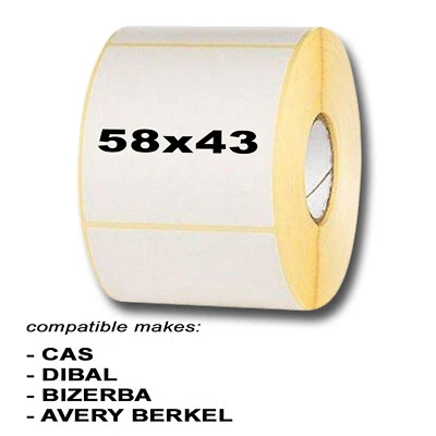 SOFTWARE RETAIL SCALE LABELS - CAS (58x43mm) Dibal, Bizerba, Avery Berkel - 8, 16, 24, 44 Rolls