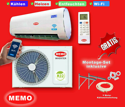 Split Klimaanlage Inverter 12000 BTU Klimagerät R32 3,5 kW A++ Wi-Fi 3m Leitung