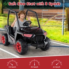 Ride on Jeep Car 12V Kids Ride on Truck Car with 4-Wheel Suspension-Black