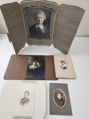 Antiguo abrigo de piel de mujer c1900 9 retratos sombreros parejas Nebraska Illinois - Imagen 7 de 9