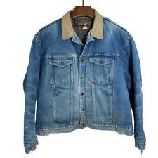 WRANGLER Vintage Blanket Lined Denim Jean Western Trucker Jacket No Size