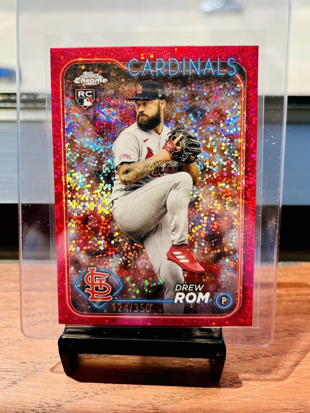 2024 Topps Chrome Magenta Speckle Refractor #195 Drew Rom #/350 Rookie RC