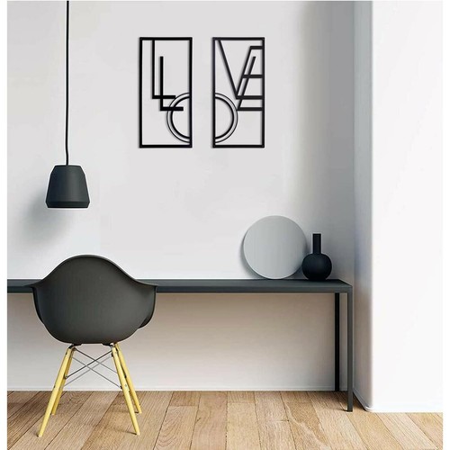 Black Wall Decor Geometric Love Sign Modern Metal Love Wall Decor Abstract Love - Picture 7 of 7