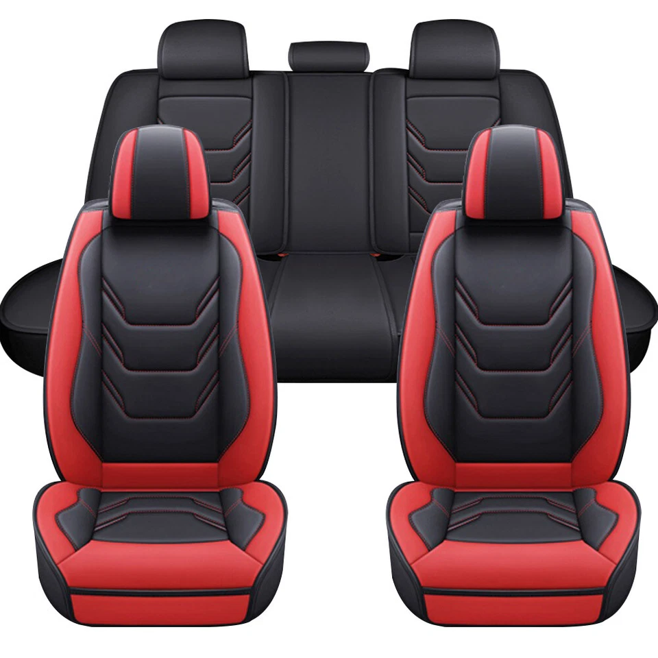 For Toyota Car Seat Covers Full Set 5 Seat Leather Front Rear Protector Cushion - Image 2 of 4