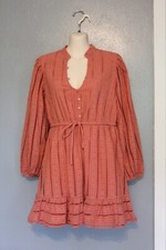 Forever That Girl Anthropologie Coral Pink Eyelet Mini Dress XS