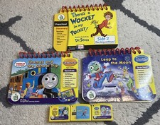 3 Vintage LeapFrog My First LeapPad Games Lot w/Books Dr Seuss Wocket Thomas