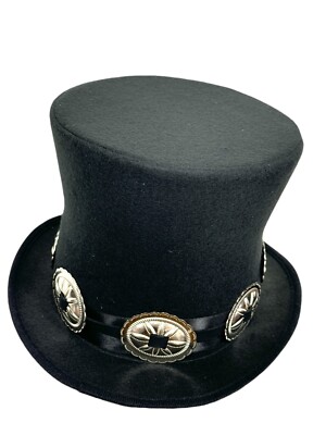 ROCK STAR PLAIN TOP HAT CONCHO LEATHER BAND VICTORIAN MAD HATTER