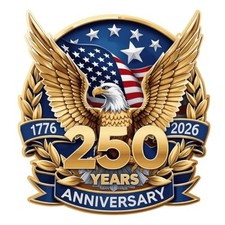 USA 250th Anniversary 1776-2026 Vinyl Sticker-2-Pack-6 Inch- America Flag Pat...