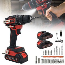 21V Cordless Hammer Drill Set Electric Impact Driver Screwdriver + 2 Battery UK