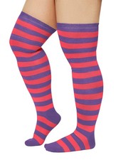 Plus Size Thigh High Socks for Women Extra Long Over the Knee High Strips Sto...