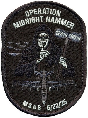 USAF 190th FIGHTER SQUADRON   OPERATION MIDNIGHT HAMMER 2025  PATCH