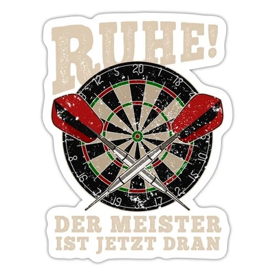 SPREADSHIRT Darts Ruhe Der Meister Ist Jetzt Dran Dartspieler Aufkleber Sticker