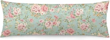 Flowers Body Pillow Cover Spring Floral Pink Flower Long Pillow Case Protector w