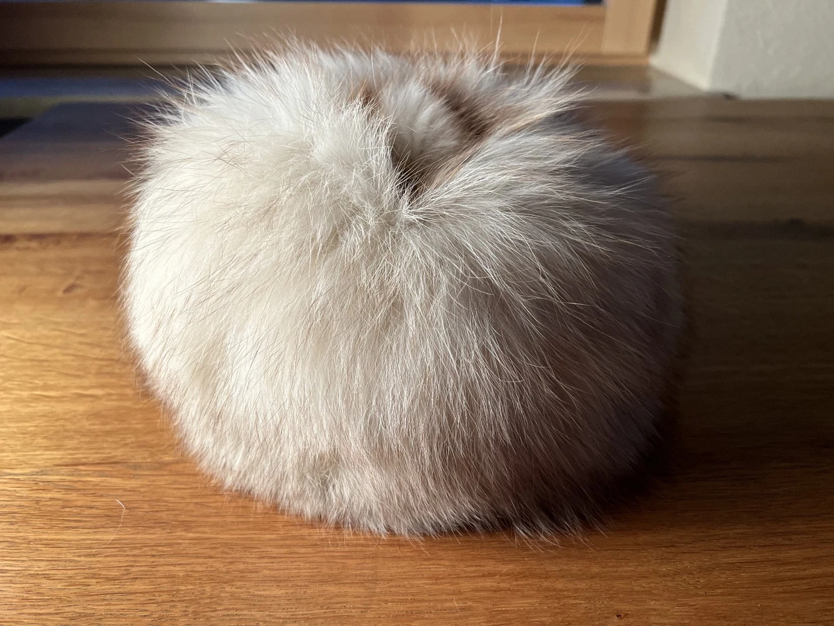 Vintage Pelzhut Echtpelz Fuchs Weiß Grau Schiwagohut Winter Mütze 70er