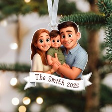Custom Family Photo Ornament, 3D Cartoon Portrait From Photo, Christmas 2025