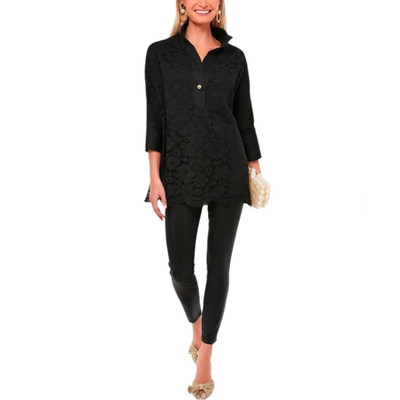 Tuckernuck Blouse Willow Tunic in Black Lace