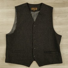 Pronto Uomo Blue Suit Vest Waist Coat Men Size XL Tweed herringbone Wool Blend