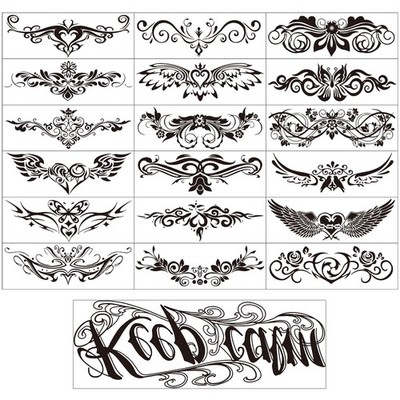 19 Sheets Tramp Stamp Temporary Tattoo,Fake Temporary Tramp Stamp Tattoo Stic...