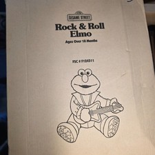 Vintage Sesame Street Rock Roll Elmo Animated Guitar Toy with Box 996