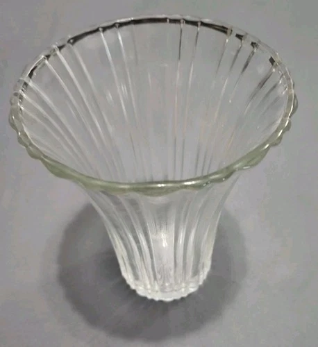 Vintage 1930s Anchor Hocking Old Cafe Clear Pattern Glass Flower Vase