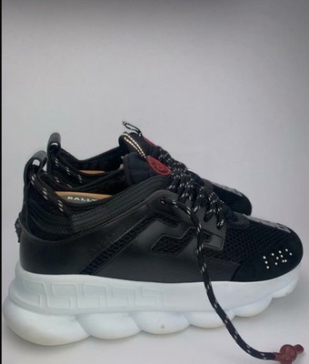 DEFECTIVE Versace Chain Reaction Womens Sneakers Black White Logo Geomet G3D