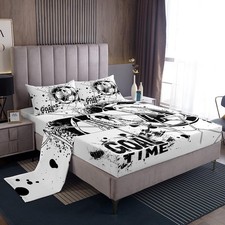 Football Bed Sheets Full 4PCS, American Soccer Sheet Set Sports Games Fitted ...
