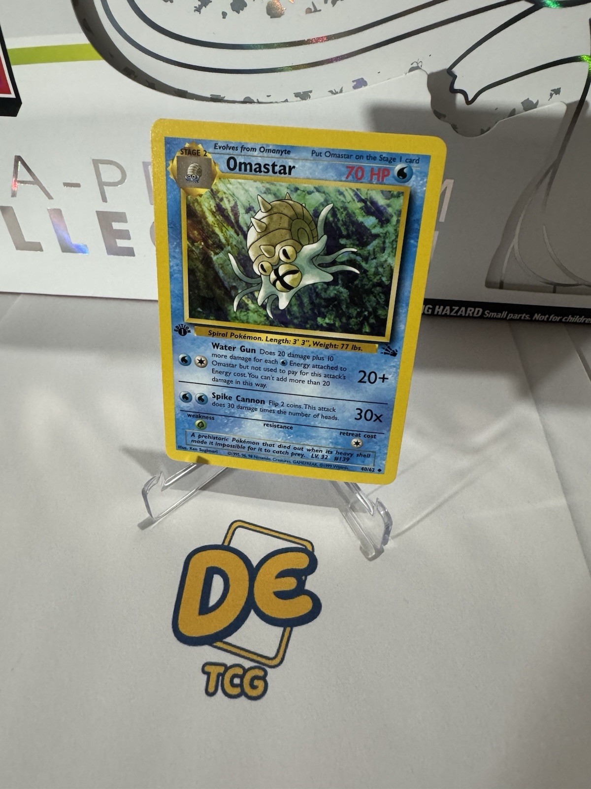 OMASTAR Pokemon Card - WOTC - 1st Edition - Fossil - 40/62 - NM #2