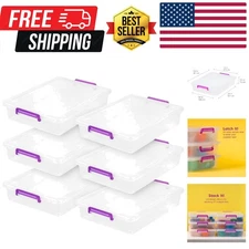 6 Qt. Plastic Craft Storage Container Bins with Lids, 6 Pack, Small Art & Off...