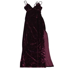 Free People Dress Womens Medium Purple Velvet Slip Maxi Side Slit Tassel New