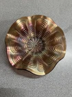 Vintage Fenton Carnival Glass Amethyst "Peacock Tail" Ruffled Candy Bowl