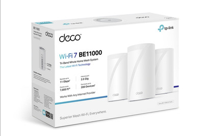 TP-Link   Deco 7 Pro BE11000 Tri-Band Wi-Fi 7 Whole Home Mesh System 3-Pack, New