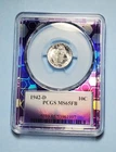 1942 D MERCURY DIME PCGS MS 65 FB PURPLE CORE 90% SILVER #S278