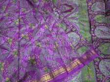 Vintage Silk Saree, 100 Pure Silk Fabric, 5 Yards Ethnic Indian Printed Sari