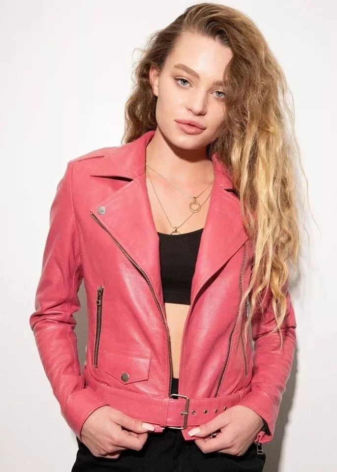 Faux Leather Outer Shell Pink Outdoor Coats, Jackets & Vests for
