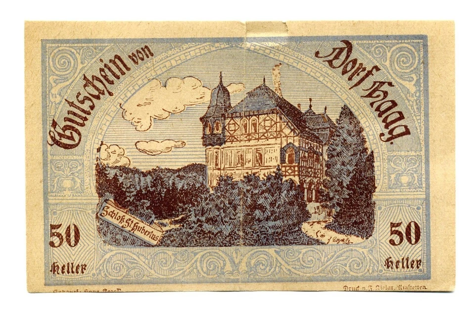 1920 Austria 50 Heller Dorf Haag Notgeld Banknote Currency - Image 2 of 2