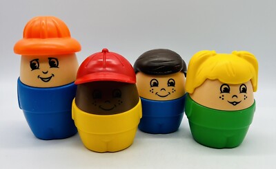 Step 2 Chunky People Construction Worker African American Boy Blond Girl Lot 4
