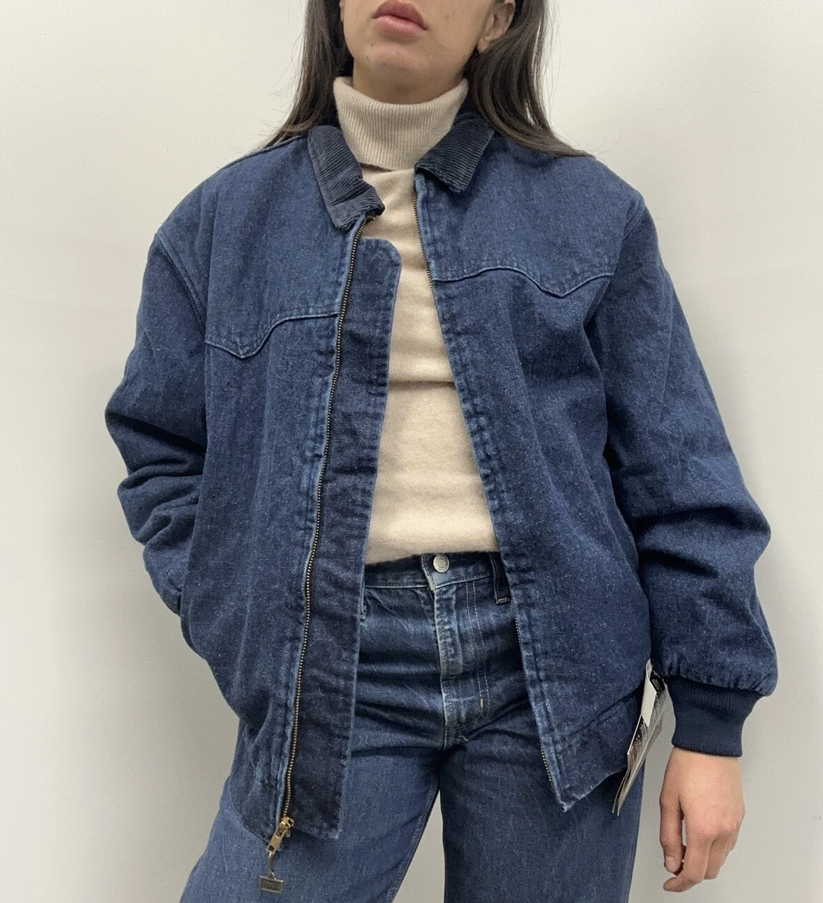 Vintage Walls 70s/80s Dark Wash Denim Chore Jacket Bomber Jacket Cotton M - L