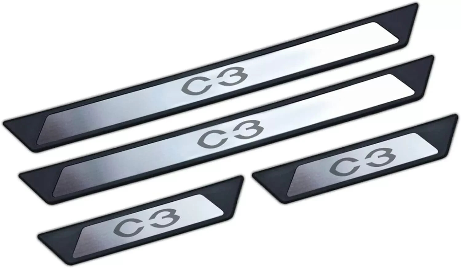 Fit itroen C3 Chrome Door Sill Trim Plate Covers Scratch Guard 4 Pcs S.Steel