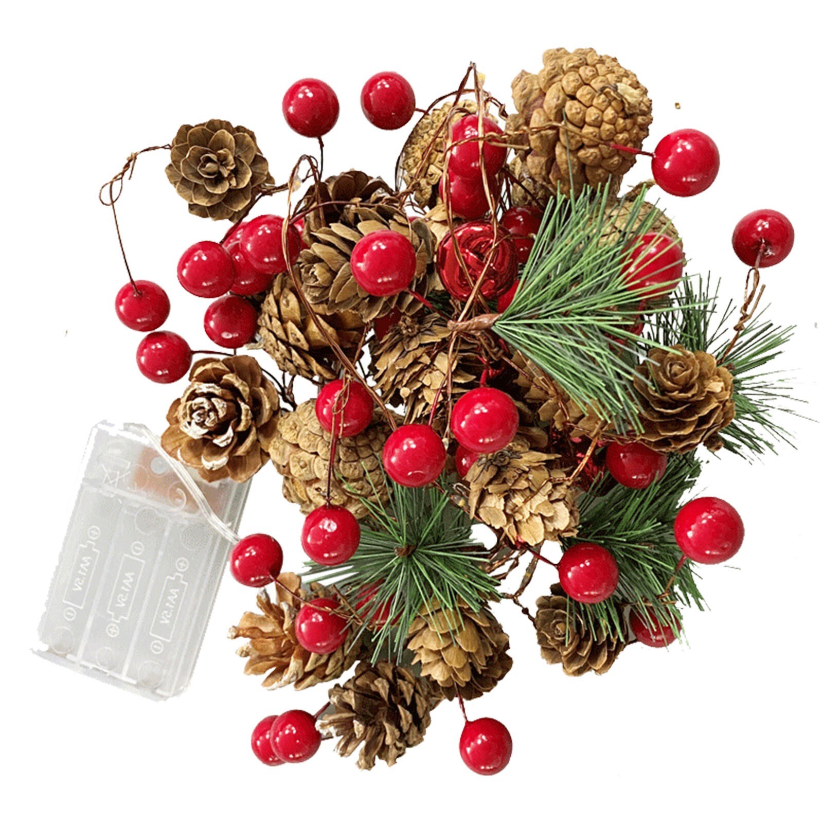 1/2Pcs 6.5FT Prelit Christmas Garland with lights Red Berries Christmas