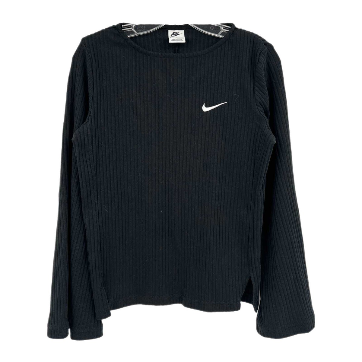 nike air ribbed high neck black long sleeve top