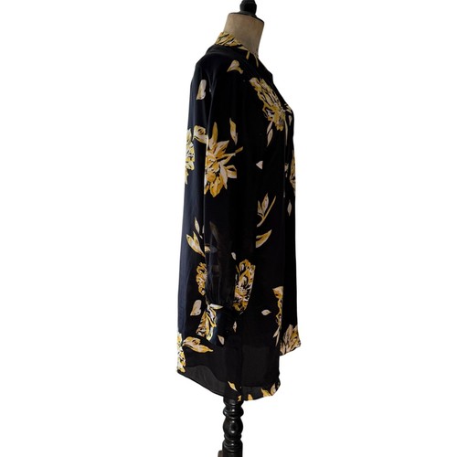 Joie Floral 100% Silk Blossom Amaranda Shirt Mini Dress Women Large Black - Picture 5 of 8