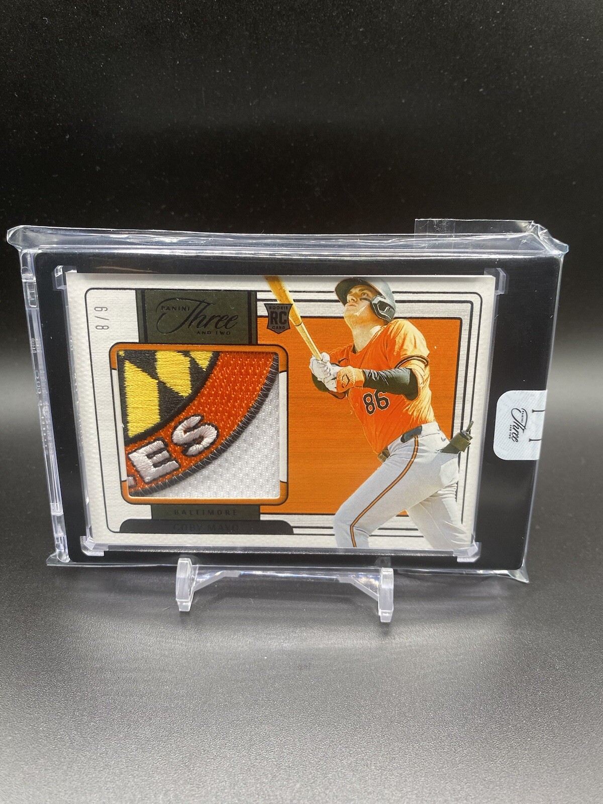 2024 Panini Three And Two Coby Mayo Logo Patch #8/9 Orioles ENCASED