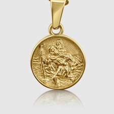 Saint Christopher Christ Religious Jesus Christ Necklace & Pendant in 18k Gold