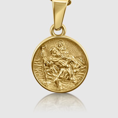 Heiliger Christophorus Christus Religiös Jesus Christus Halskette & Anhänger in 18k Gold