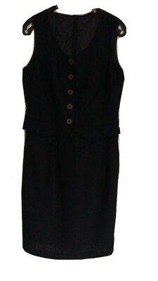 Fabiani Damen Kleid Etuikleid wie Zweiteiler, schwarz Viskose+Leinen 38, wneu