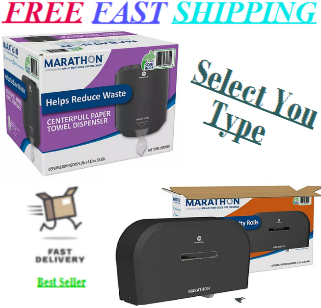 Marathon Manual Centerpull Paper Towel Dispenser, Black Select Your