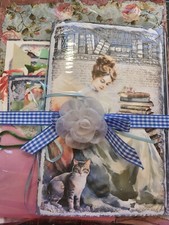 Junk Journal Booklet Gift Set "BOOKS, TEA KITTENS" Packaged Ready to Gift