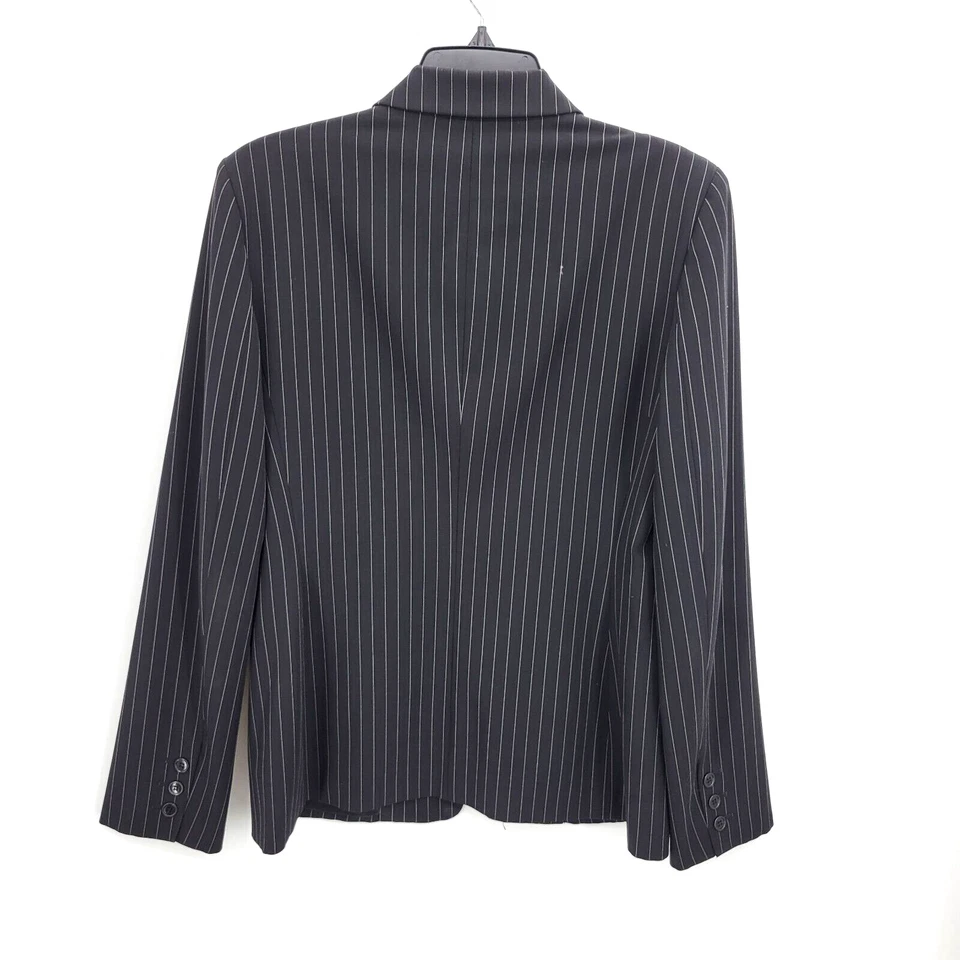 Elie Tahari Blazer Womens 10 Black Pinstripe Three Button Jacket Career - Image 2 of 4